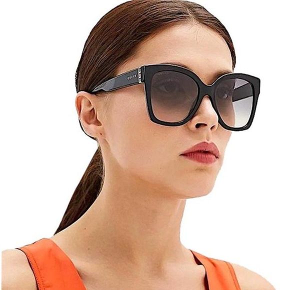  GUCCI GG0459S 001 Sunglasses Cat Eye Black Grey Gradient Woman - Picture 1 of 11